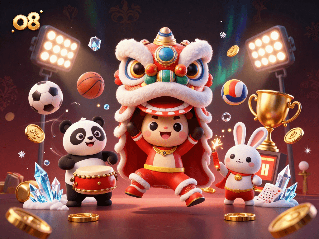 Engage in thrilling gameplay at o8 with a vibrant celebration of luck and sports elements.