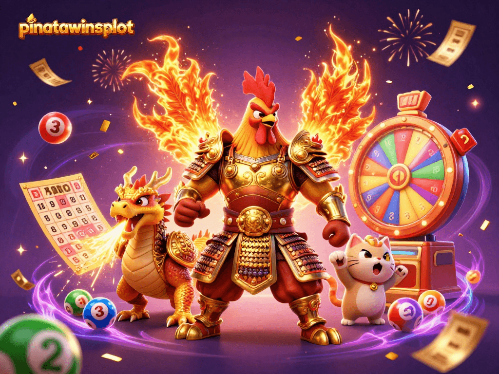 Experience excitement with pinatawinsslot in a lively gaming scene featuring characters and joyous elements.