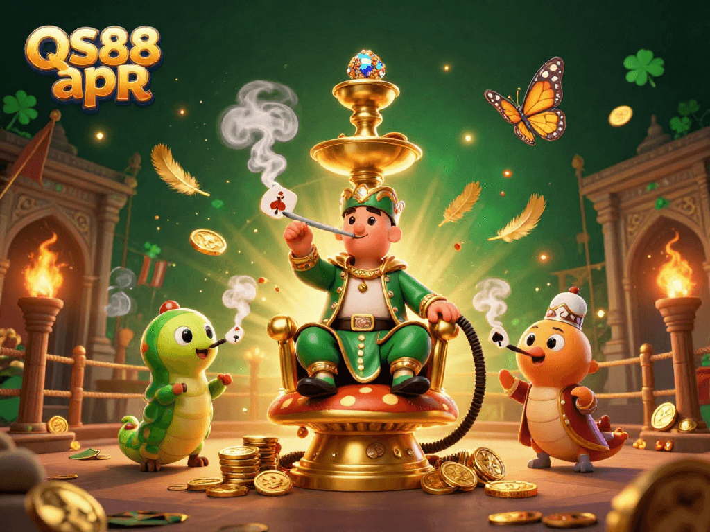 Experience thrilling gambling excitement with QS88 apR in a colorful, dynamic casino scene.