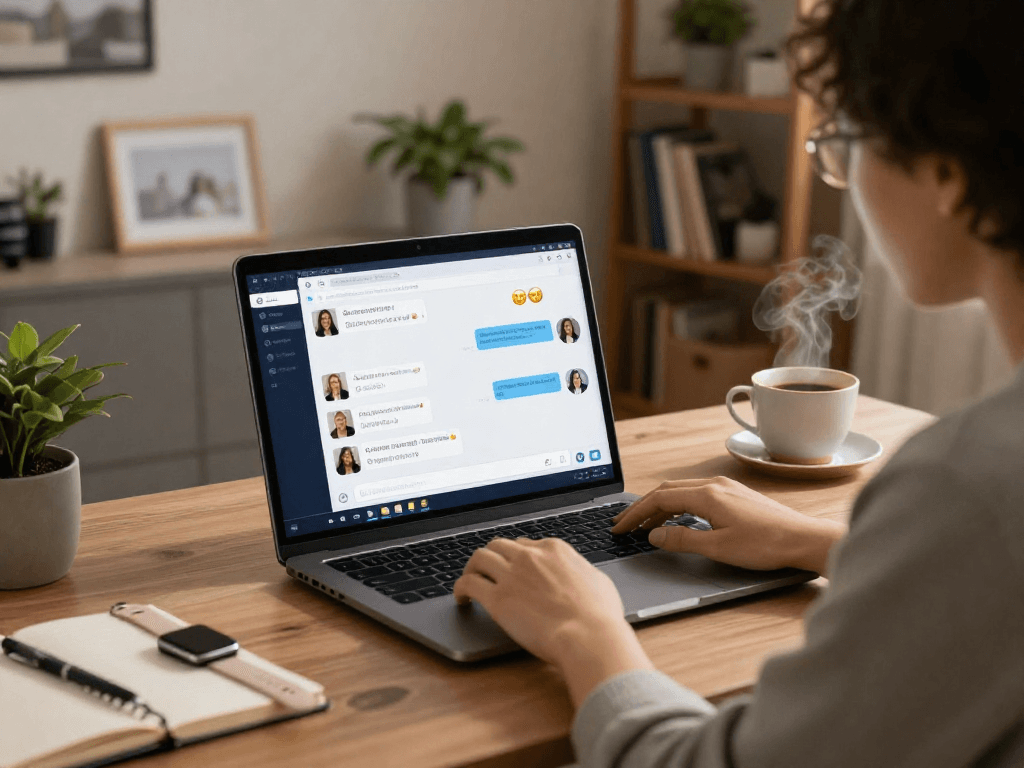 Engaging ai porn chat experience in a cozy home office setting with interactive features