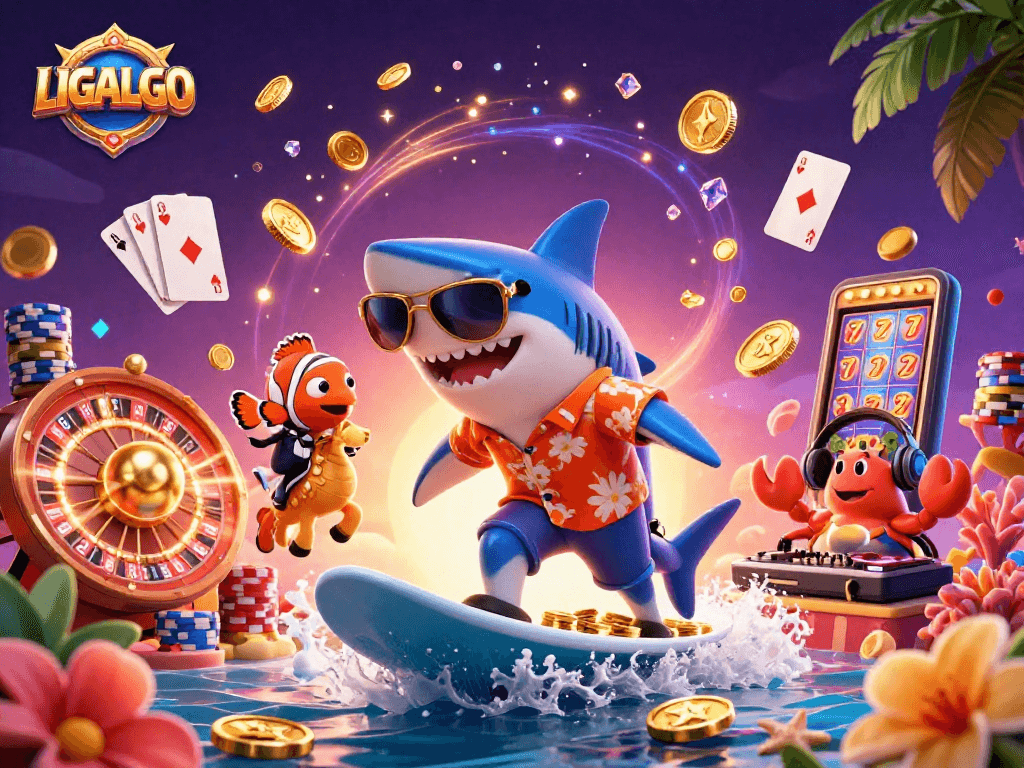 Experience the thrill of LIGALGO with a vibrant 3D illustration of a casino adventure!