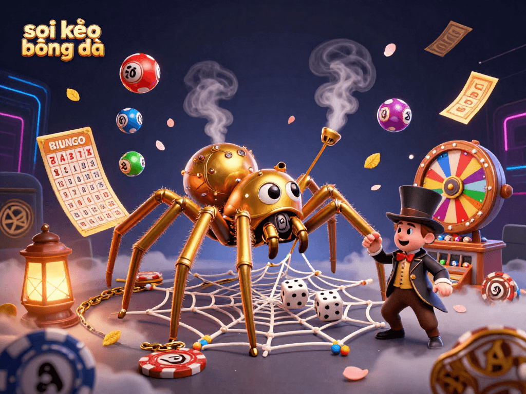 Engage in soi kèo bóng đá with a vibrant 3D illustration showcasing dynamic casino elements.