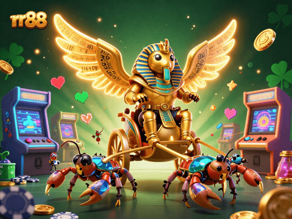 Engage in thrilling gameplay with rr88 - a vibrant casino scene featuring dynamic characters and game elements.