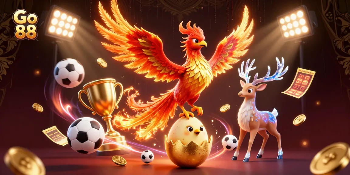 Experience thrilling moments with Go 88 as a phoenix rises in a dazzling casino scene.