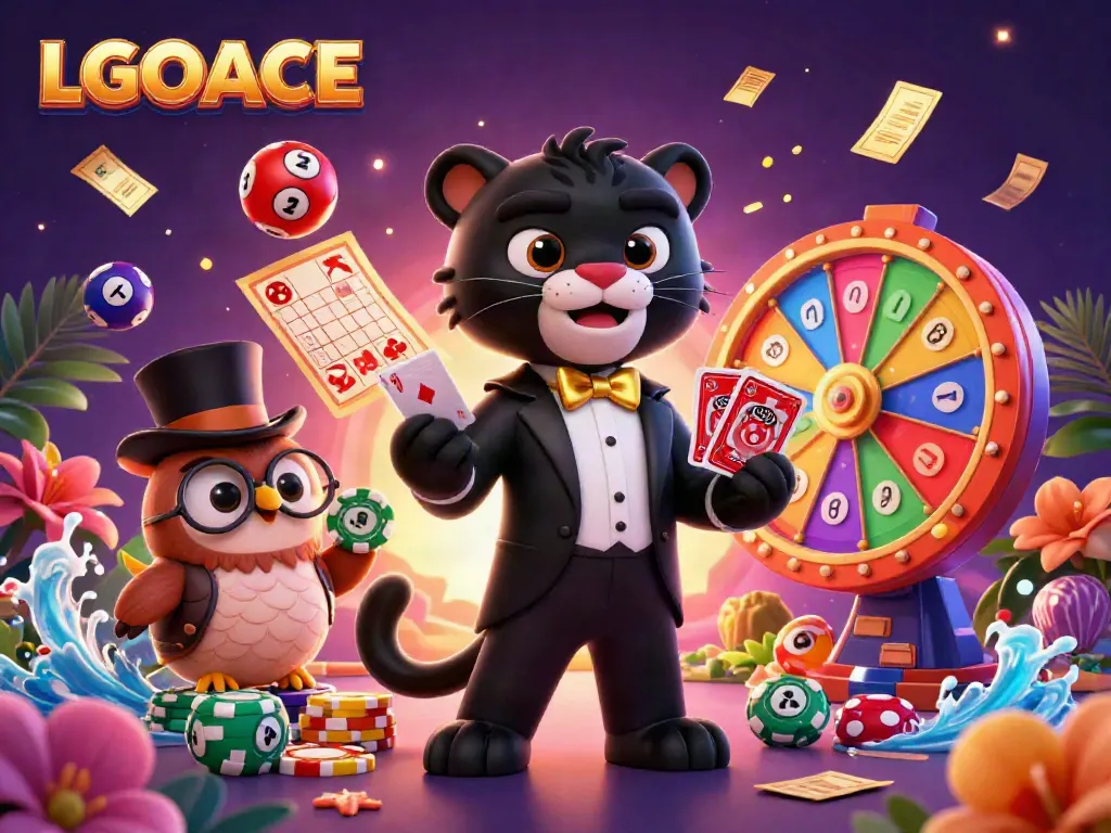 Experience the excitement with LGOACE's vibrant casino scene featuring a stylish black panther dealer.