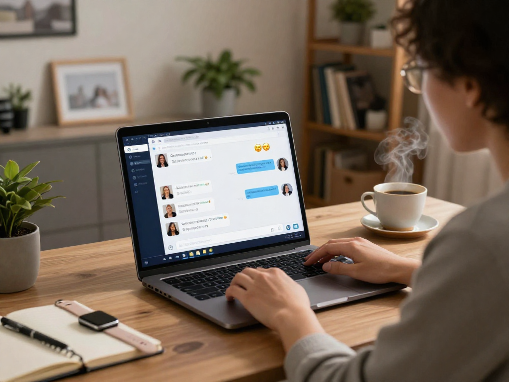 Engaging ai porn chat experience in a cozy home office setting with interactive features