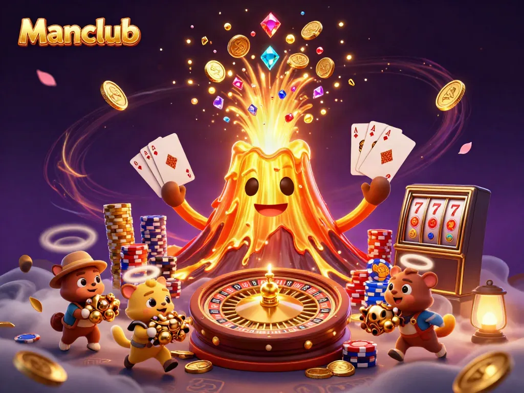 Engage in spectacular jackpots at Manclub, with golden eruptions and treasures flooding the scene.