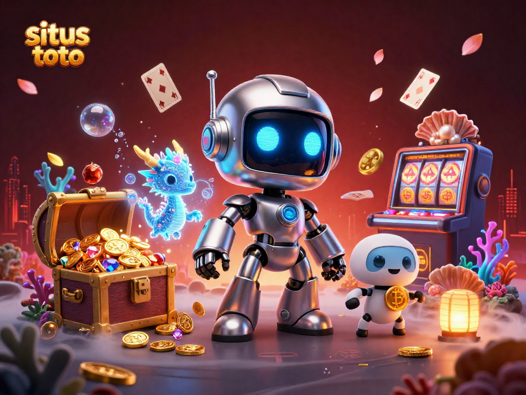 Engage with situs toto through a vibrant 3D scene filled with casino elements and dynamic characters.