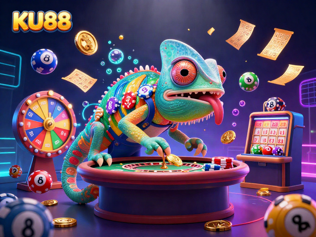 Spin the reels at KU88 with a colorful, dynamic casino atmosphere filled with lottery and bingo excitement!