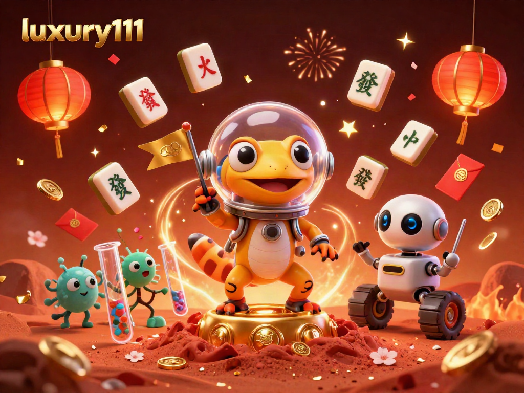 Engage with luxury111 by spinning 3D mahjong tiles amidst a Martian casino adventure.