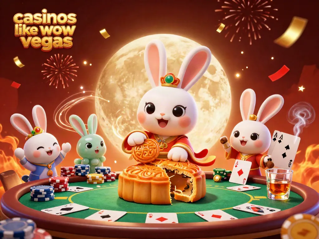 Experience the thrill of casinos like wow vegas with vibrant gameplay featuring poker chips and moon rabbits.