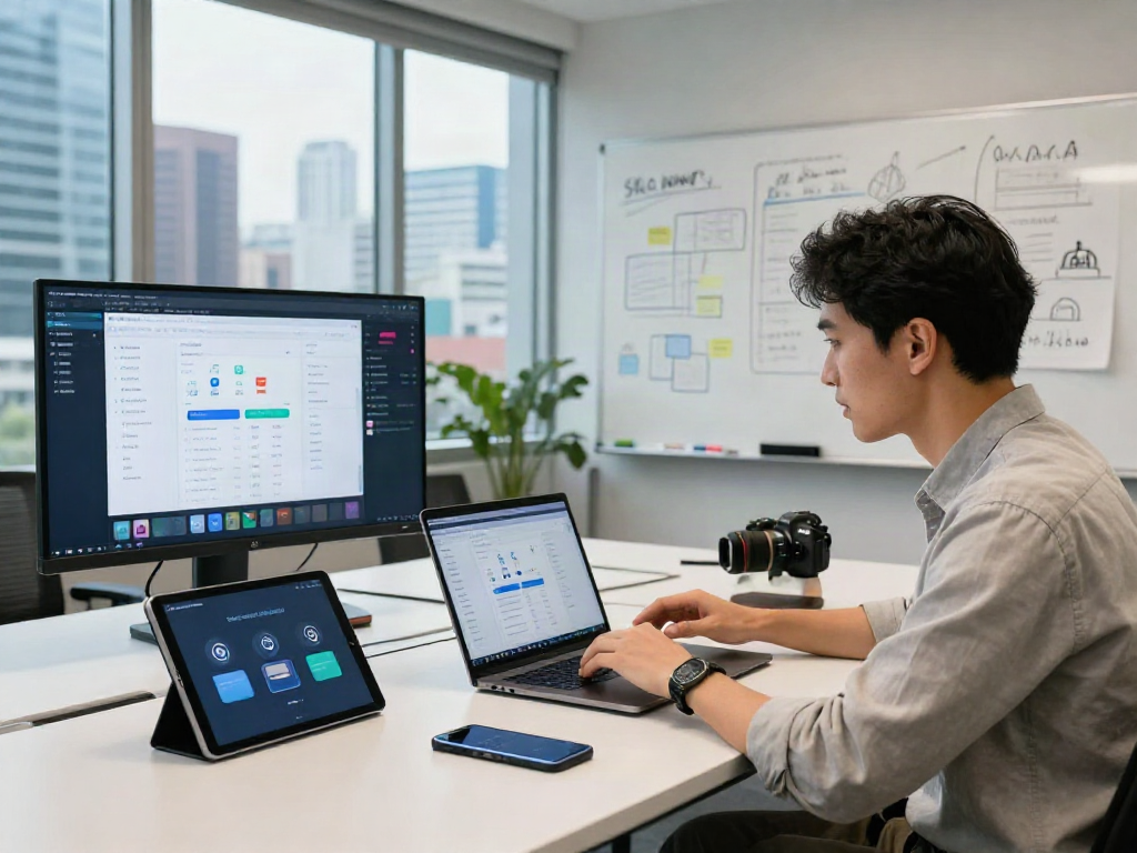 Finance expert analyzing slot qris integration on digital payment solutions workspace