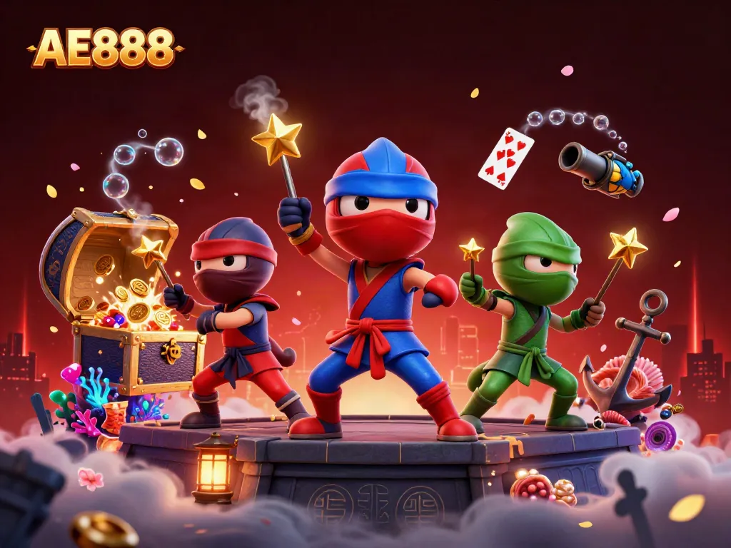 Experience AE888's thrilling casino action with vibrant characters and dynamic visuals