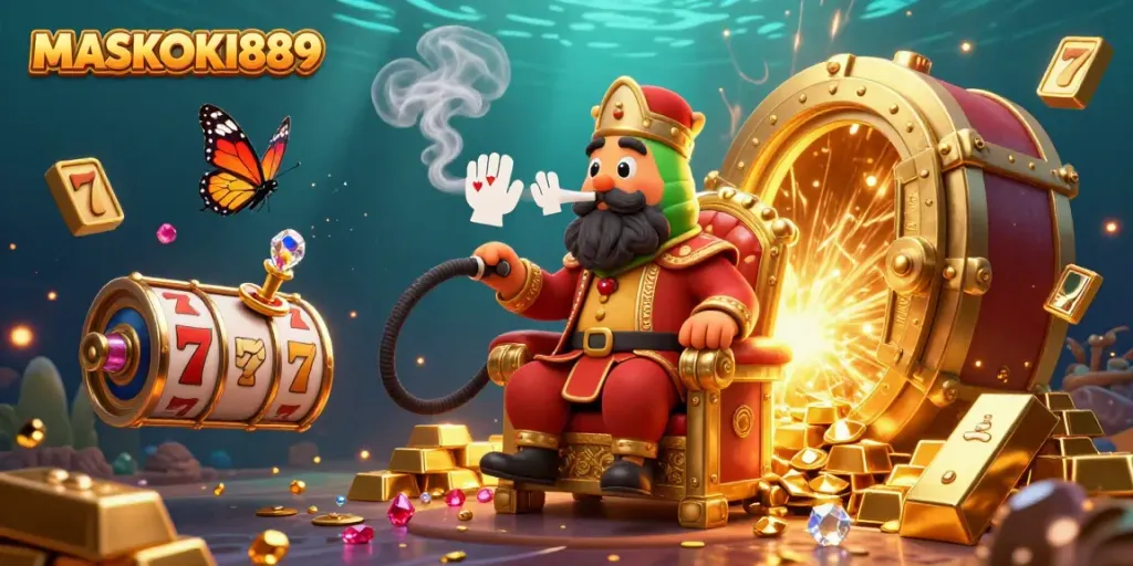 Experience the excitement of MASKOKI889 with vibrant characters and dynamic slot elements.