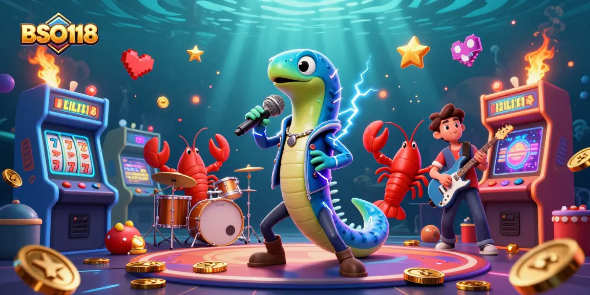 Experience electrifying fun with BSO118 at an underwater casino featuring vibrant 3D characters and colorful gaming machines.