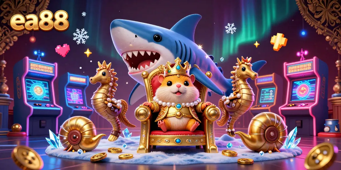 Experience the excitement of ea88 with a golden hamster king in a vibrant casino atmosphere.