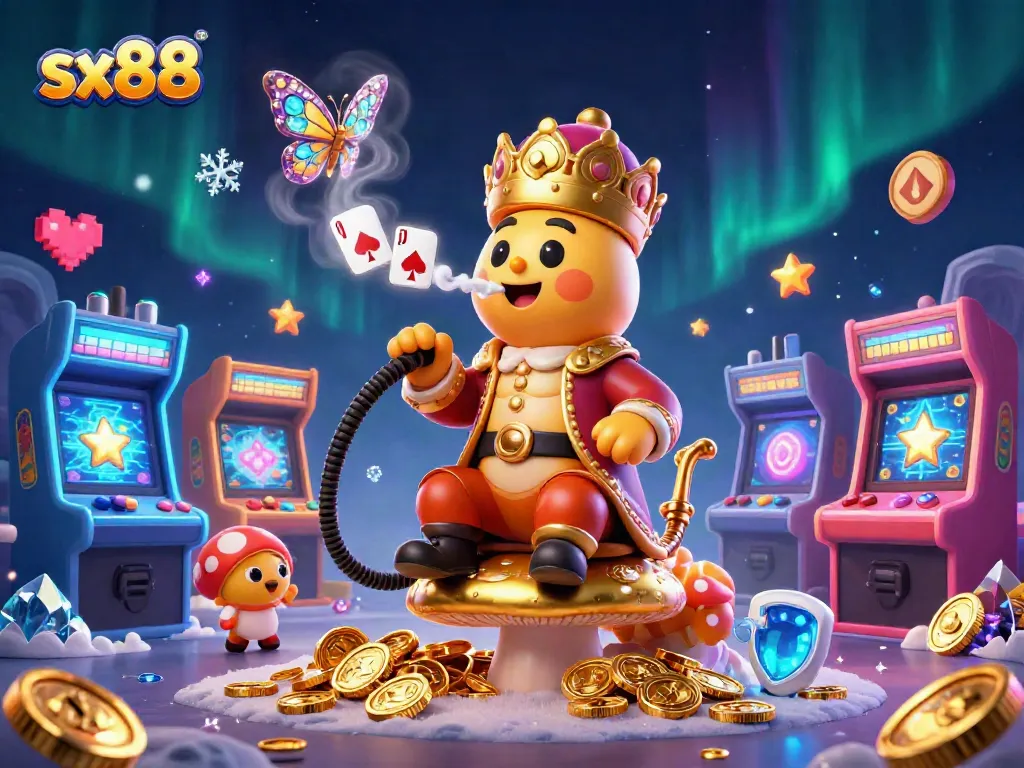 Experience winning strategies with sx88 while being entertained in a vibrant casino-themed illustration.
