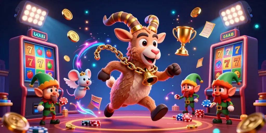 Engage with bosjoko at a lively gaming casino, where dynamic slot machines and mischievous elves create excitement.