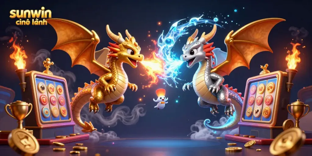 Experience the thrill of sunwin chính hãng with dynamic slot games and enchanting dragons battling in the casino.