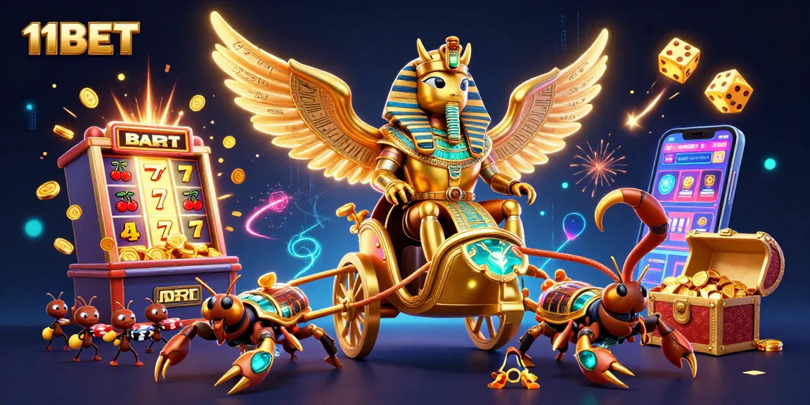 Win big with 11BET in a vibrant 3D casino scene featuring exciting gaming elements.