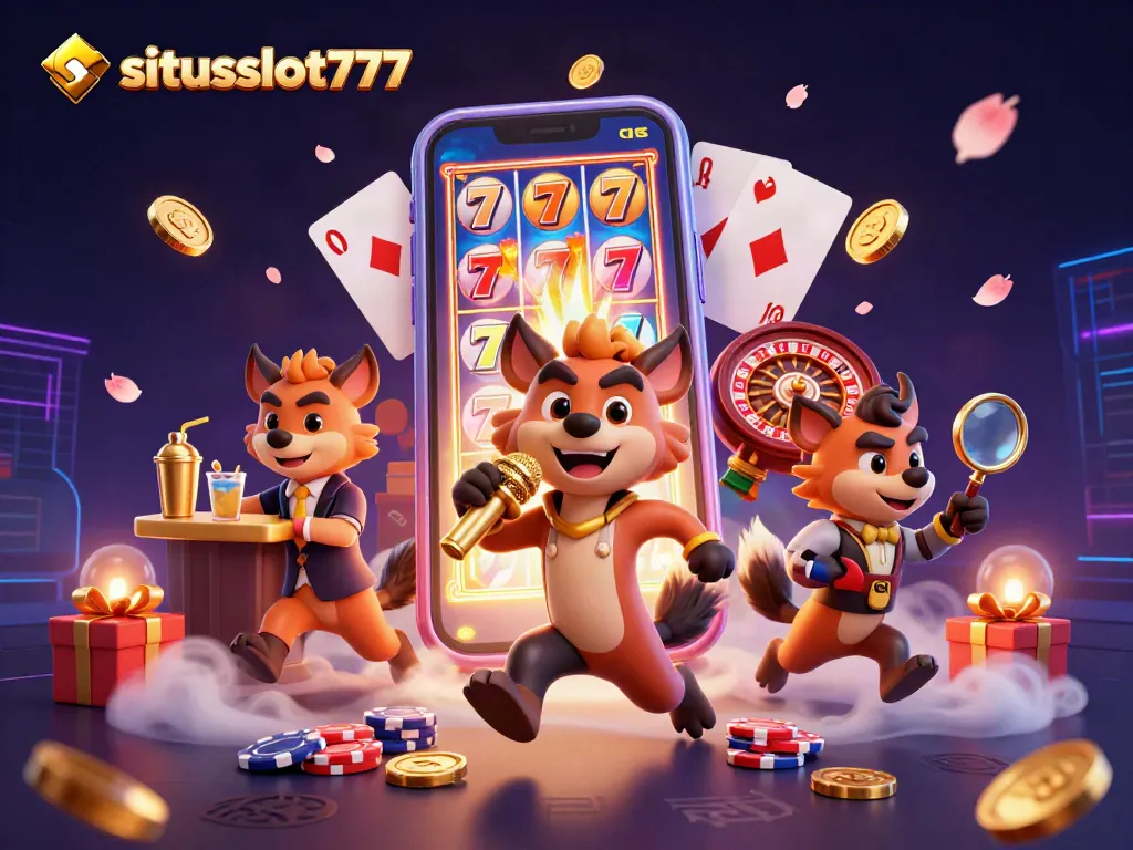 Experience the excitement of situsslot777 with hyenas in a dynamic comedy casino scene.