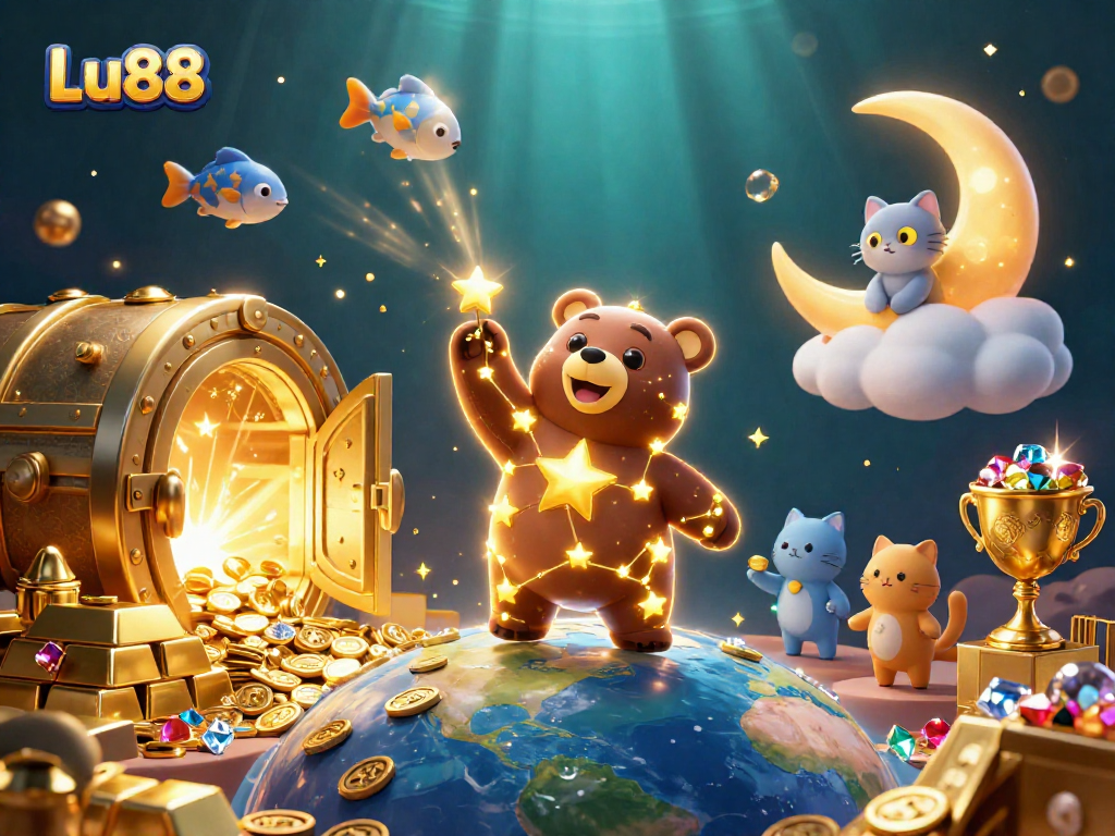 Engage with LU88's thrilling casino experience filled with golden treasures and vibrant characters.