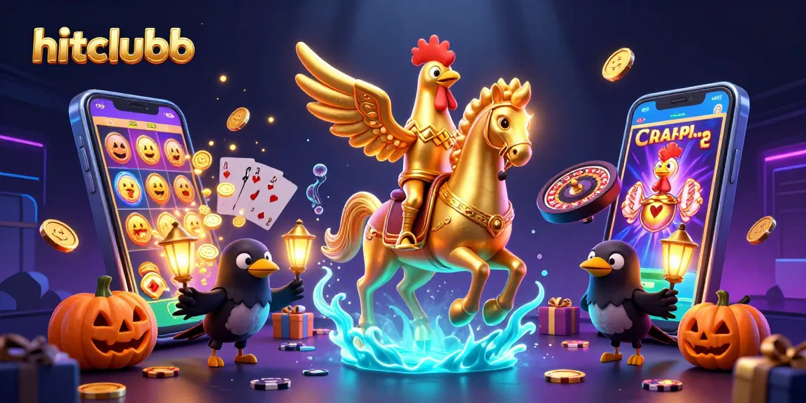 Experience hitclubb excitement with a golden rooster and his companions in a vibrant casino scene.
