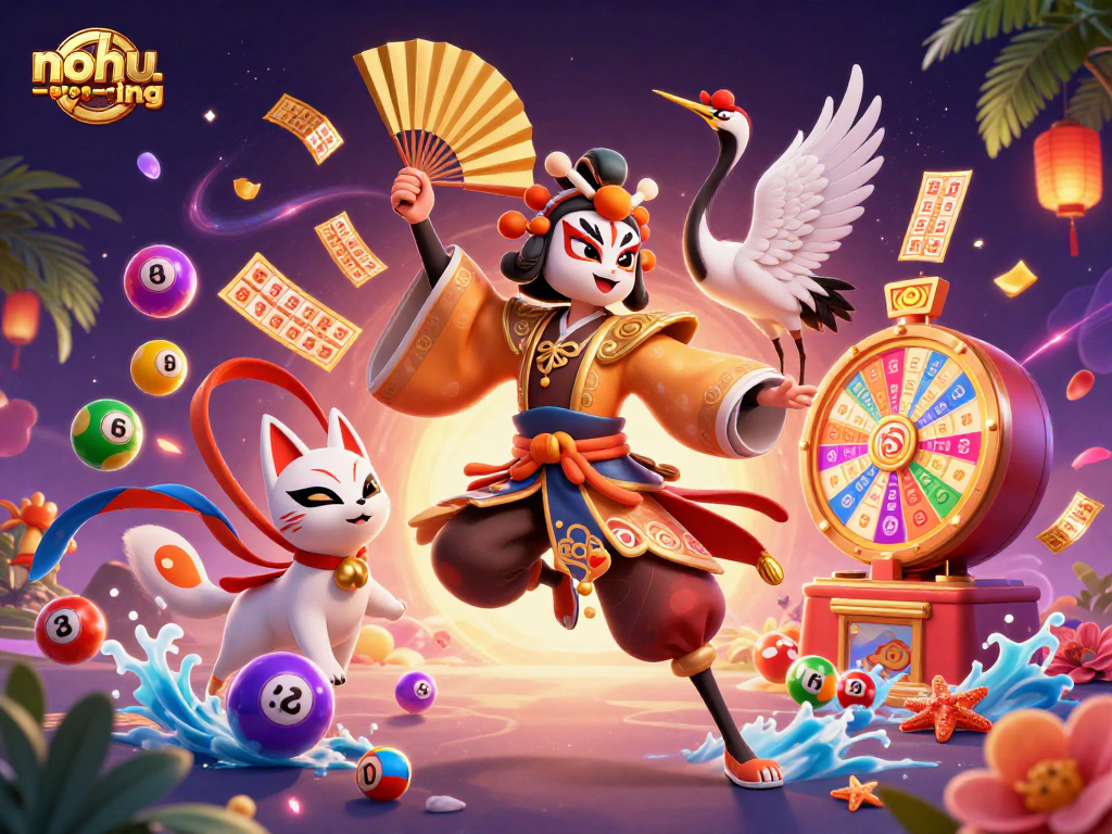 Engage in the excitement of nohu-ring with vibrant lottery characters and festive elements.