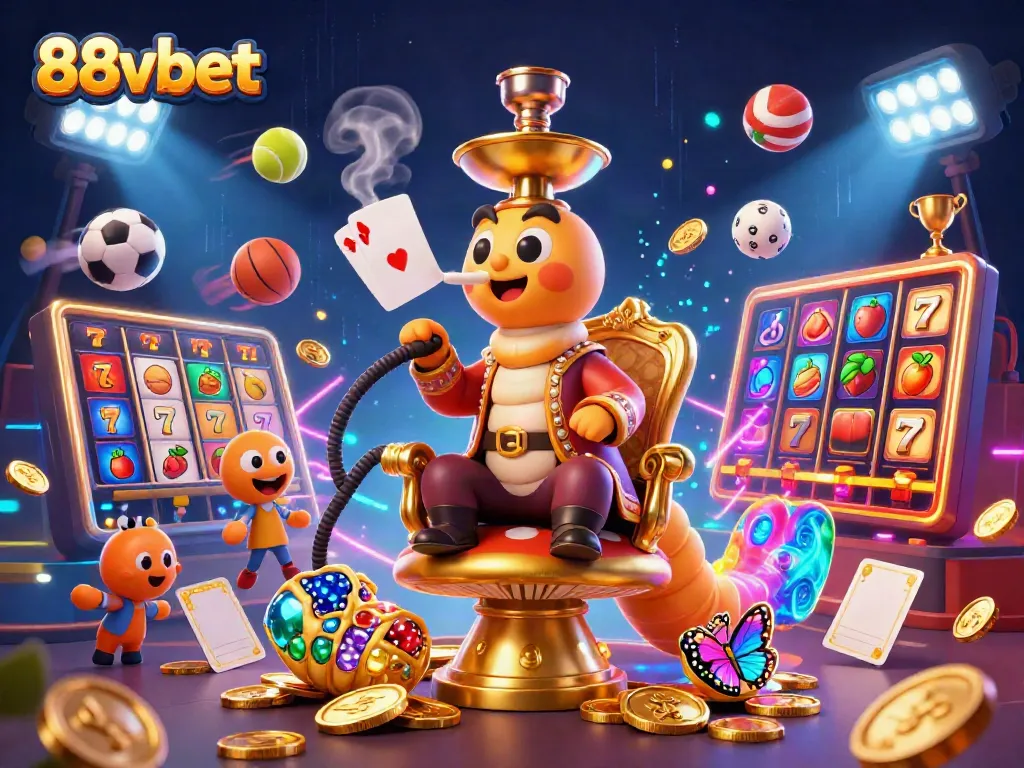 Experience the vibrant gaming world of 88vbet with dynamic characters and rich casino elements.