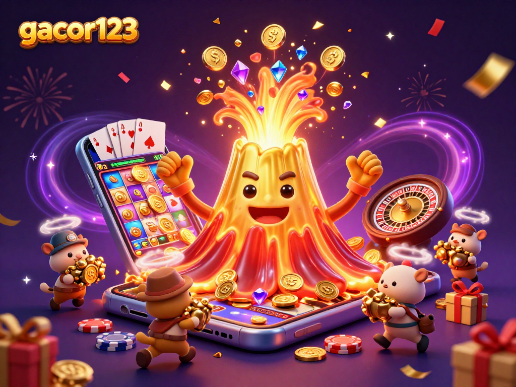 Win big with gacor123 at this exciting mobile casino experience featuring vibrant slot game elements.
