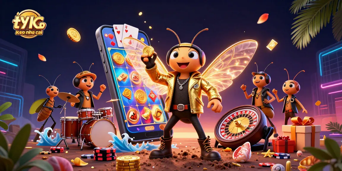 Experience thrilling action with ty le keo nha cai as the rock star cicada leaps from the underground, surrounded by vibrant casino elements.