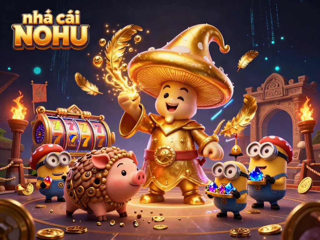 Experience the vibrant world of nhà cái NOHU with enchanting characters and riches, capturing the thrill of online gambling.