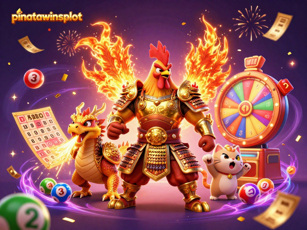 Experience excitement with pinatawinsslot in a lively gaming scene featuring characters and joyous elements.