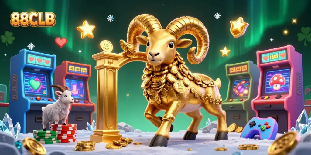 Experience thrilling gameplay with 88CLB's vibrant casino-themed 3D illustration featuring rich game elements.