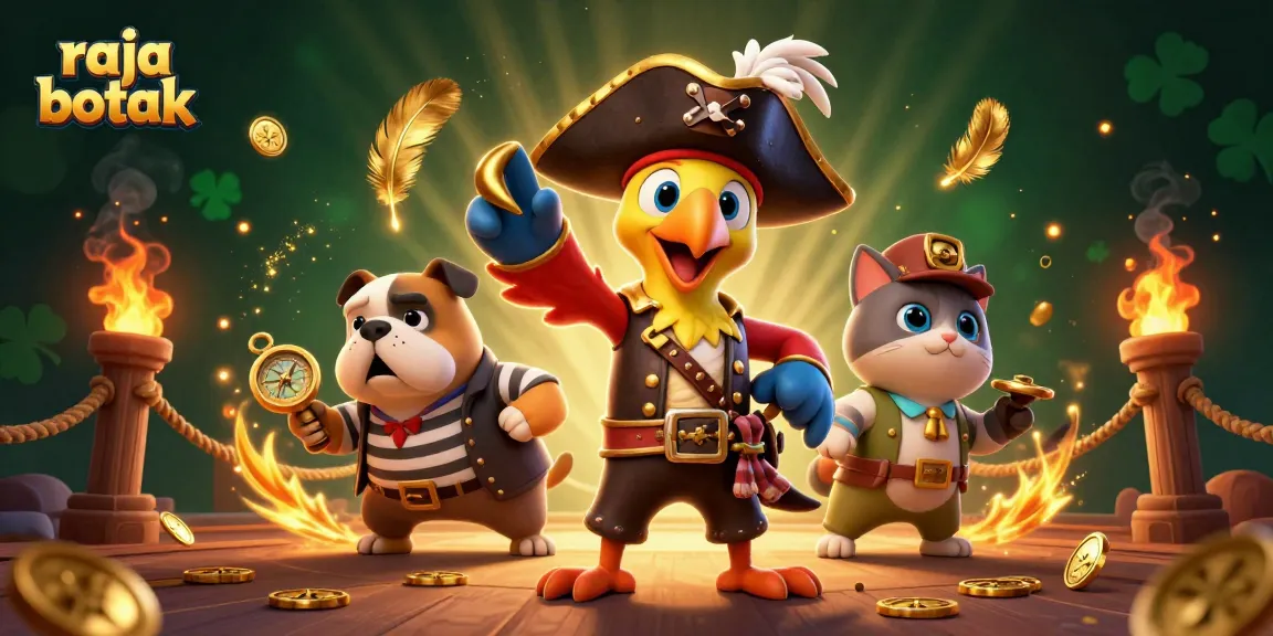 Engage with raja botak in this dynamic 3D pirate-themed gambling scene featuring action-packed elements.