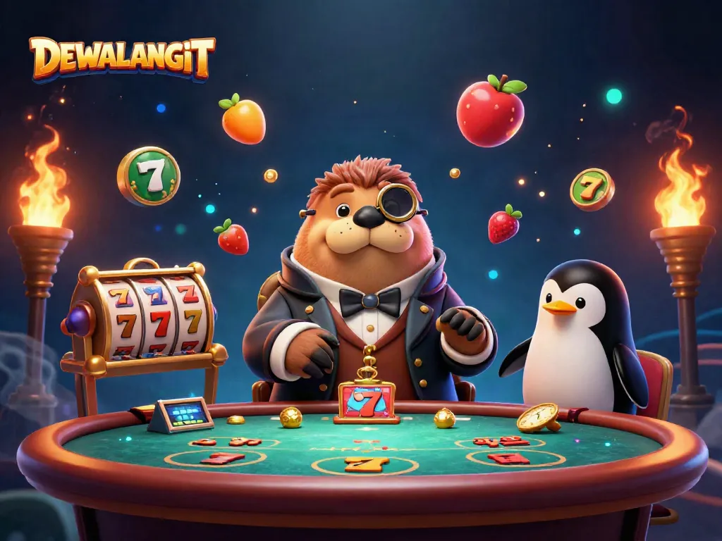DEWALANGIT menunjukkan walrus berjenggot bermain poker di laut dalam dengan dealer penguin dan ikan puff yang sedang menggertak.