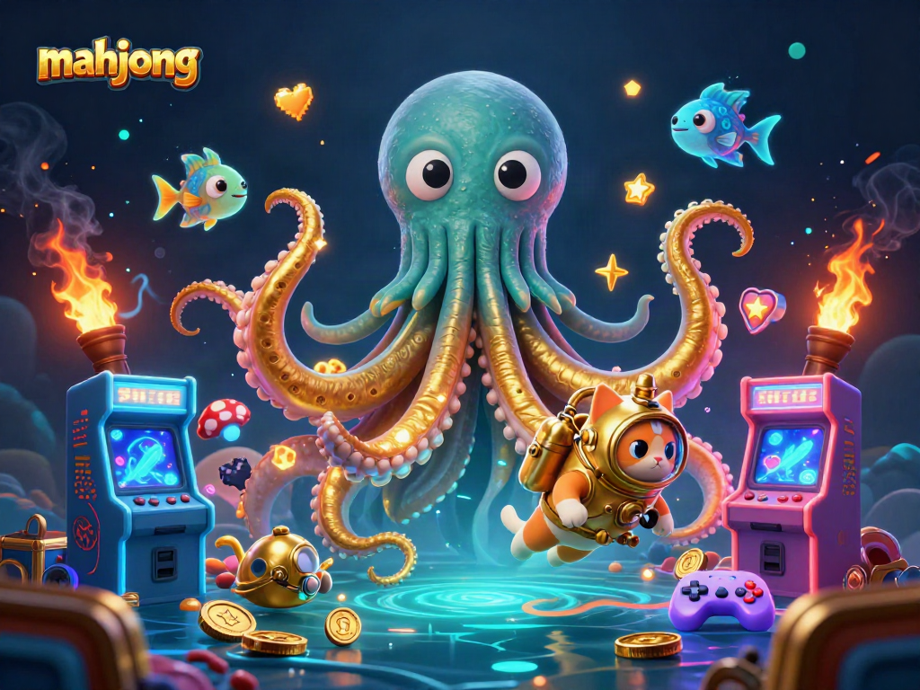 Experience mahjong with a vibrant, treasure-filled scene featuring unique gaming elements.