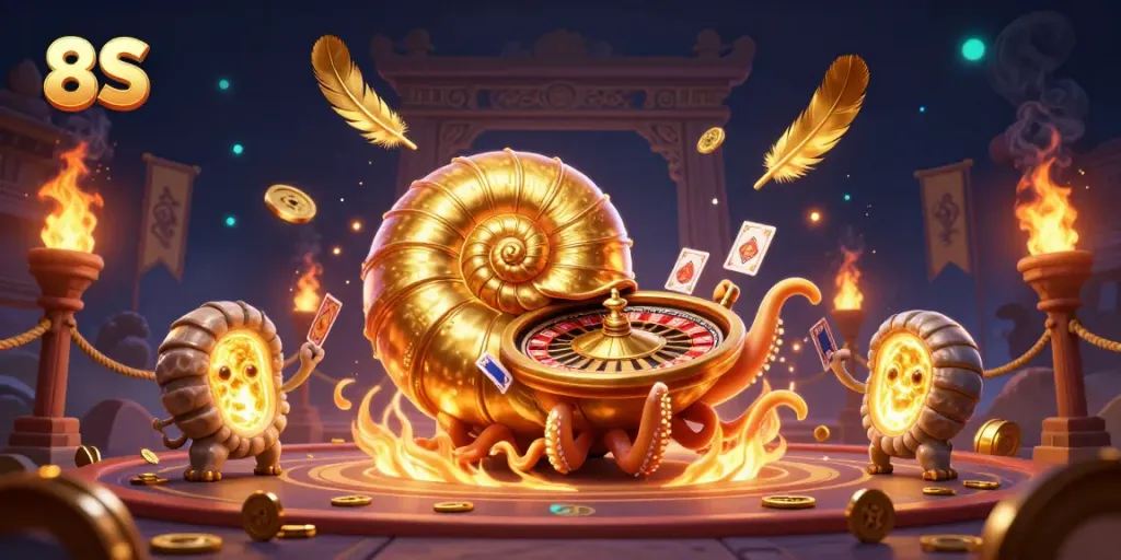 Experience exhilarating gameplay with the 8S at the center of a vibrant casino scene filled with action.