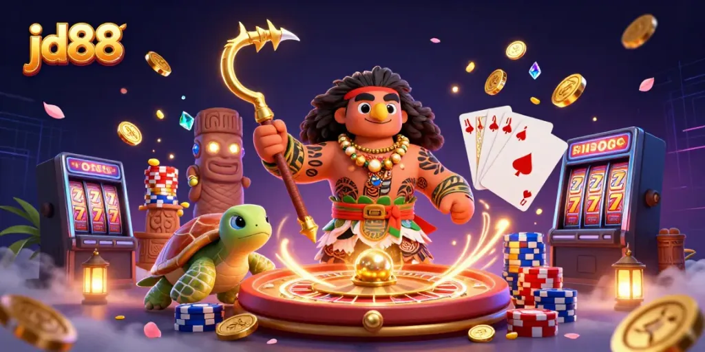 Experience thrilling gameplay at jd88 with a vibrant scene showcasing dynamic casino elements and characters.