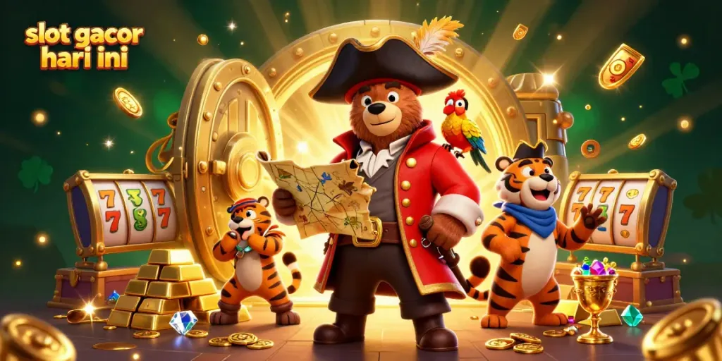 Menangkan slot gacor hari ini dengan seorang kapten beruang bajak laut dan teman harimau dalam suasana gemerlap kasino.