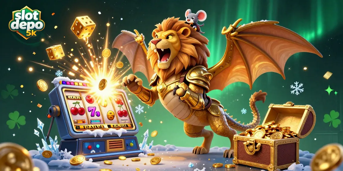 Experience thrilling wins with slot depo 5k in a vibrant 3D casino illustration showcasing jackpot excitement and gaming adventure.