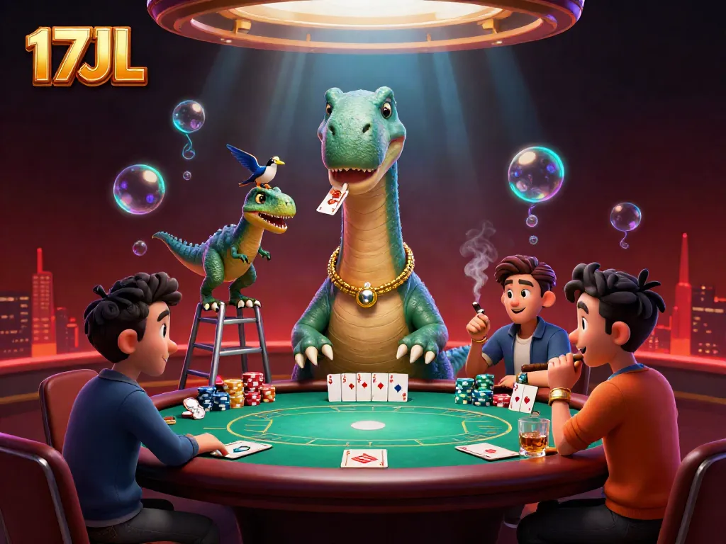 Experience thrilling poker action at 17JL with a unique 3D casino illustration.