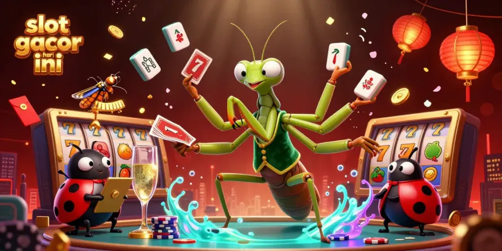 Slot gacor hari ini dengan karakter yang menarik dan permainan slot yang menggoda di mural digital ini.