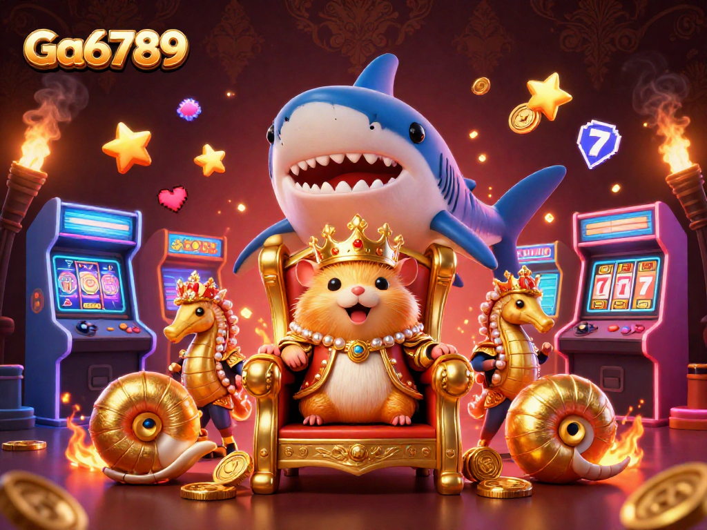 Win big with Ga6789 as the golden hamster king reigns amidst vibrant gaming chaos.