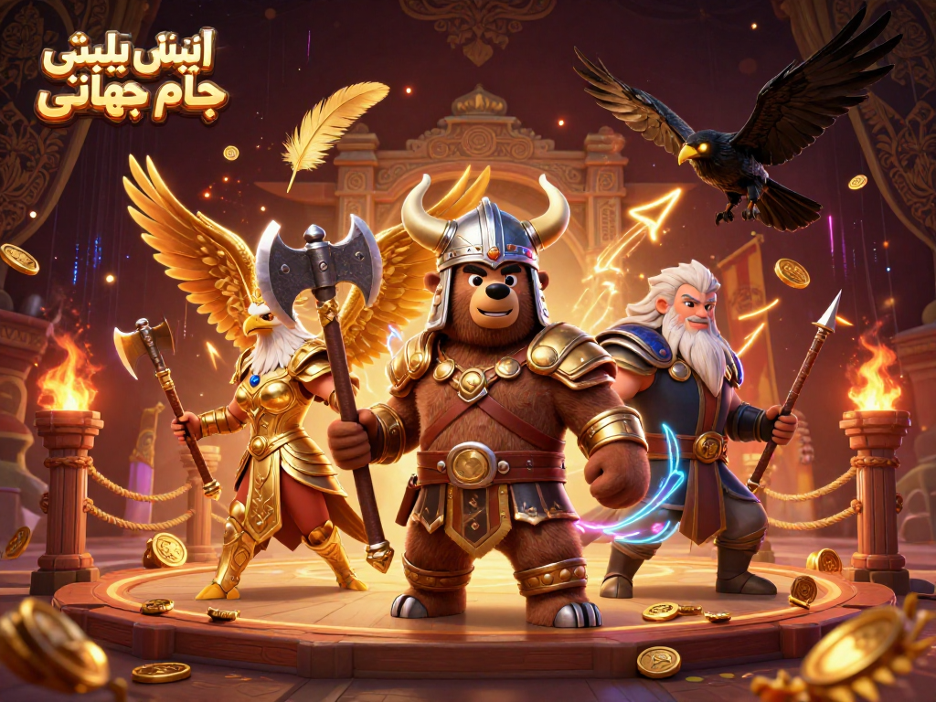 Place bets and predict outcomes with اپلیکیشن پیش بینی جام جهانی, showcasing vibrant gambling elements and characters.