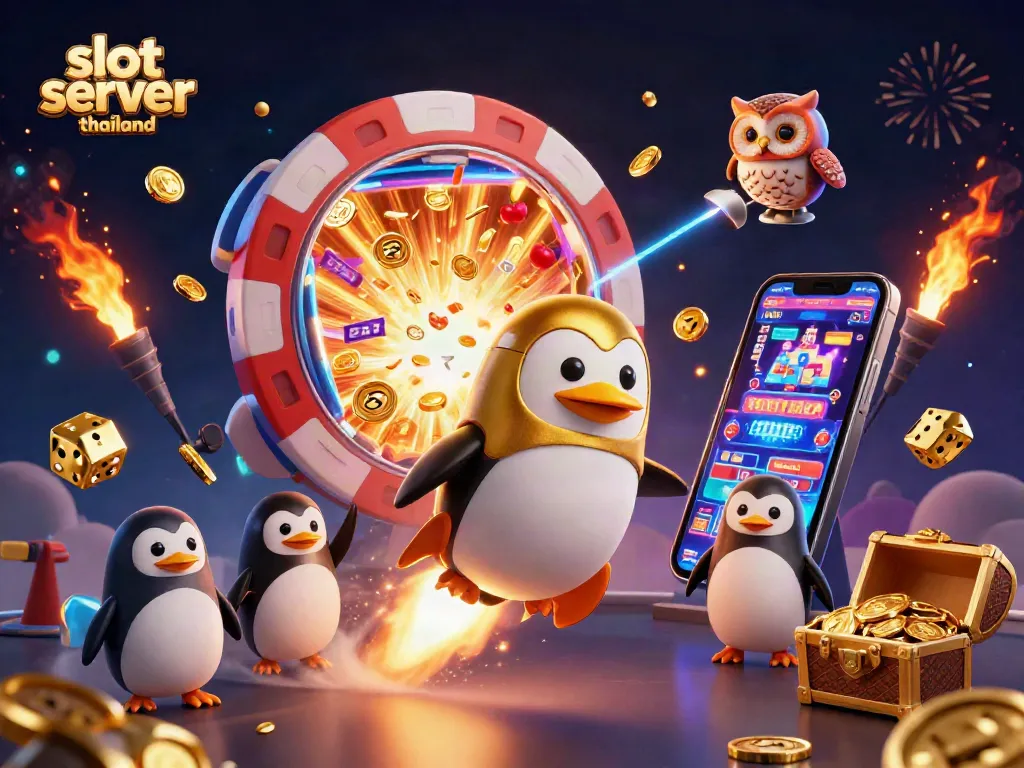 Engage with slot server thailand's exciting gaming world, showcasing a vibrant casino scene bursting with action.