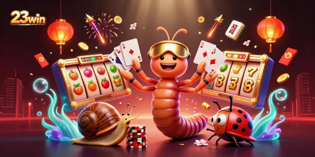 Experience thrilling casino action with 23win's lively characters and dynamic game elements.