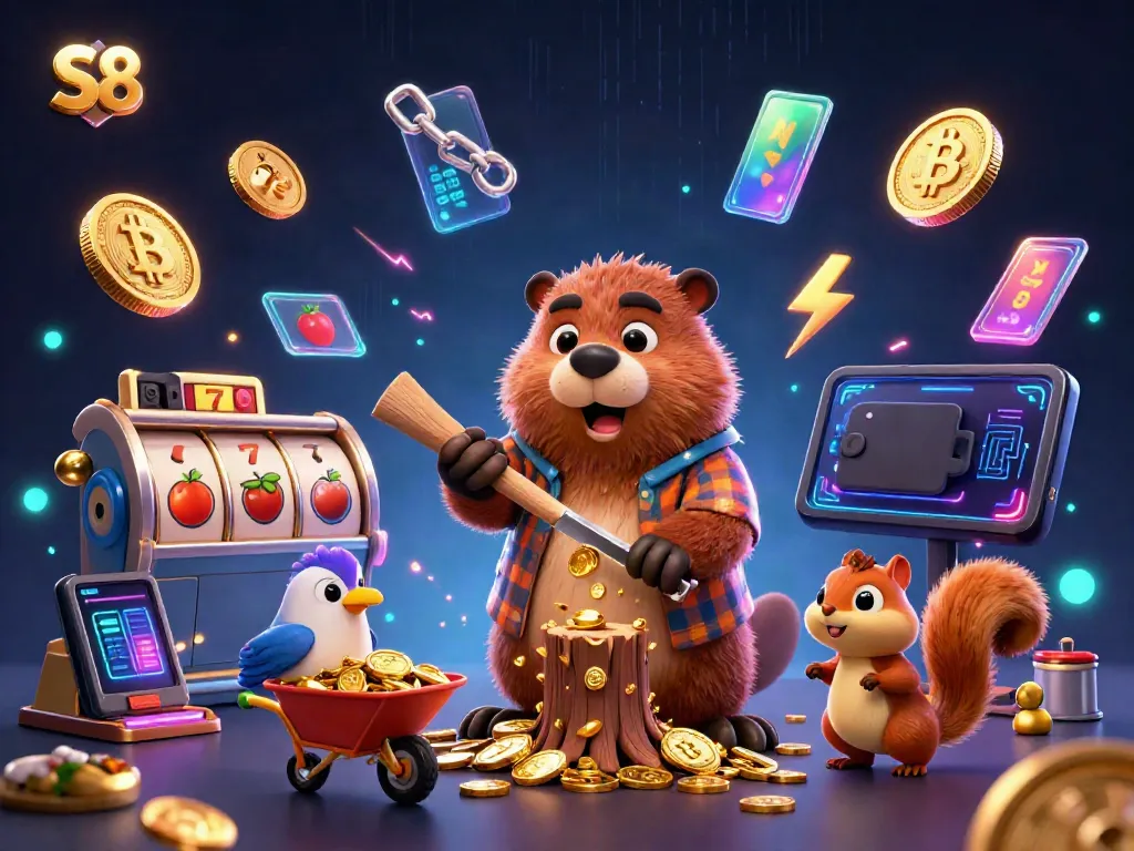S8 platform offering dynamic slot game visuals with characters and gold coins, enhancing online gambling excitement.