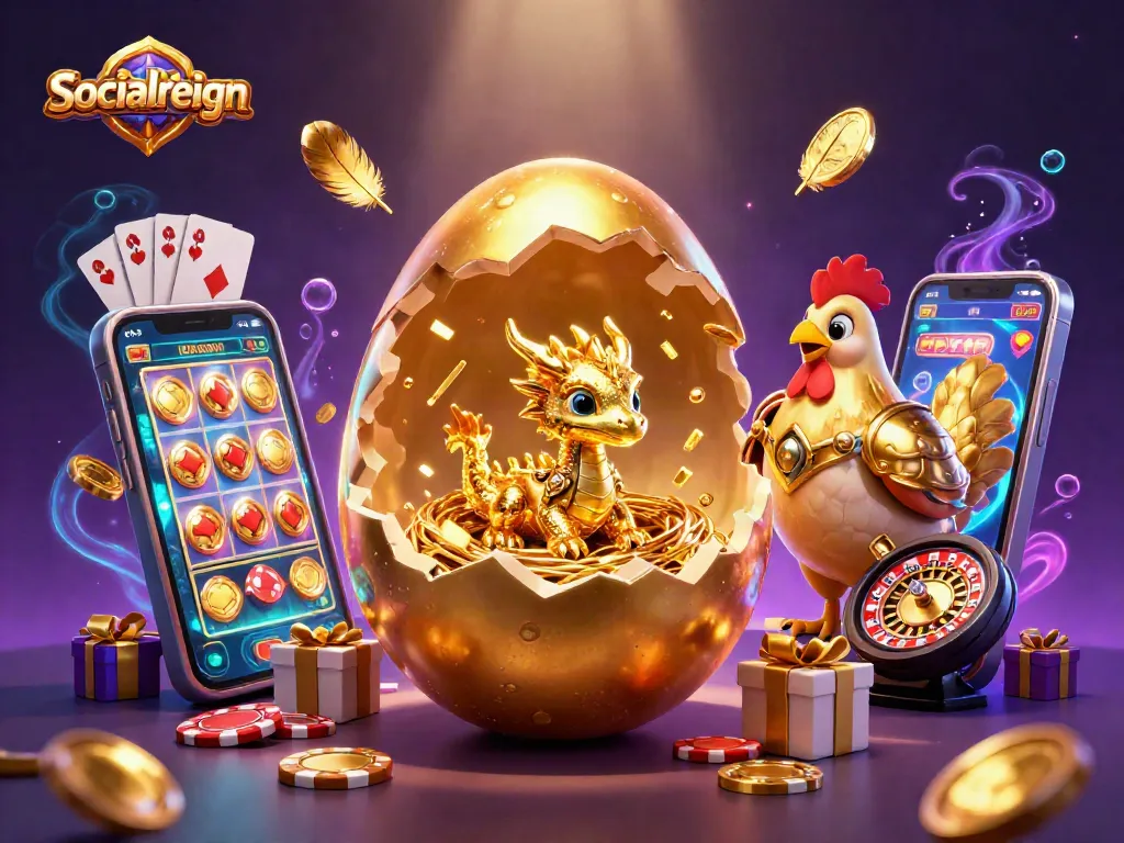 Experience the thrill of socialreign as a golden dragon emerges from a slot jackpot!