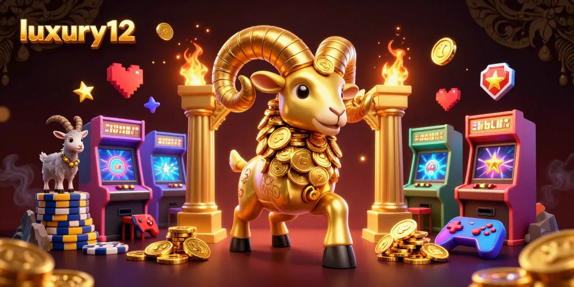 Experience thrilling gaming action with luxury12 represented by a golden ram charging through a vibrant casino scene.